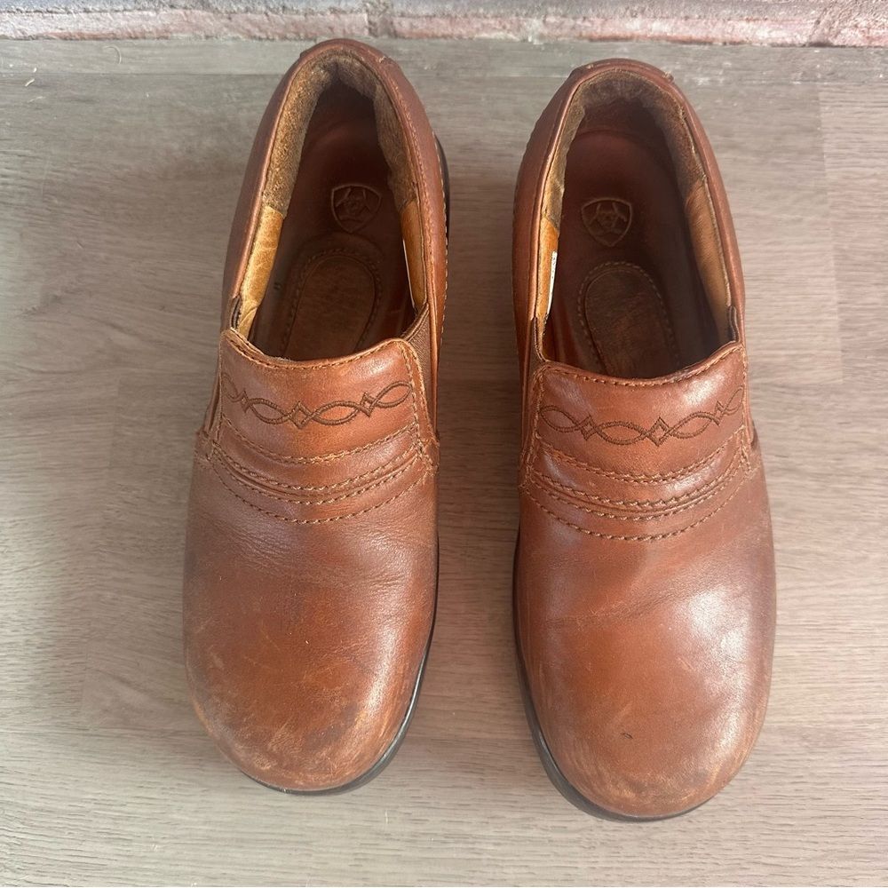 Ariat Expert Safety Leather Clogs Composite Toe Women’s 8 Tan Work - Picture 2 of 9